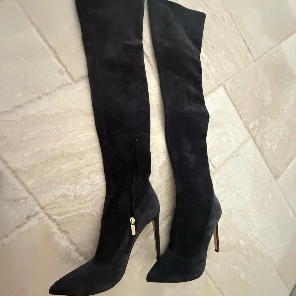 Sergio Rossi stiletto suede boots thigh high EUC